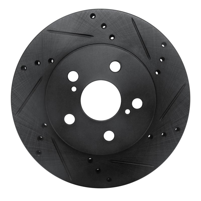 Toyota Corolla Brake Rotor (1) - Front Right - R1 Concepts - Drilled & Slotted - Black - `16-`22